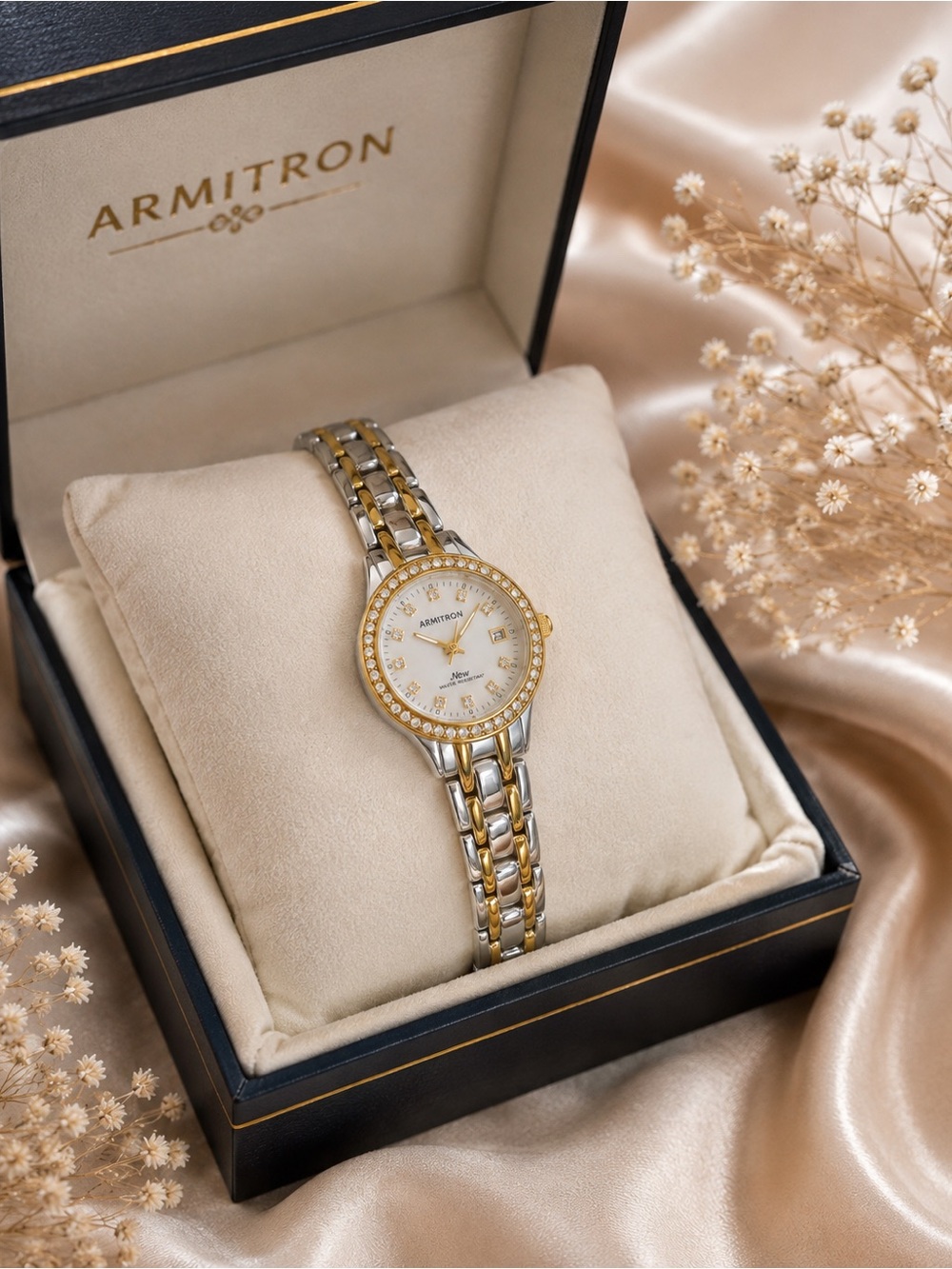 Armitron Two-Tone Gold and Silver Crystal Accent Women's Bracelet Watch